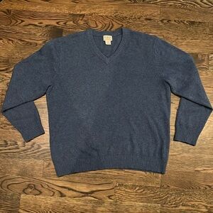 Amazing 100% Cashmere L.L.Bean Blue V-Neck Sweater! Size XL. Unisex!